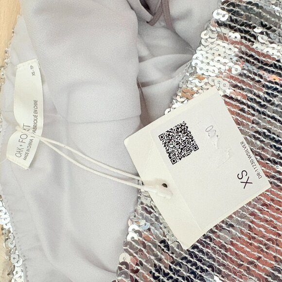 Oak + Fort Sequin Tube Midi Dress Silver NWT Size XS - Picture 14 of 14